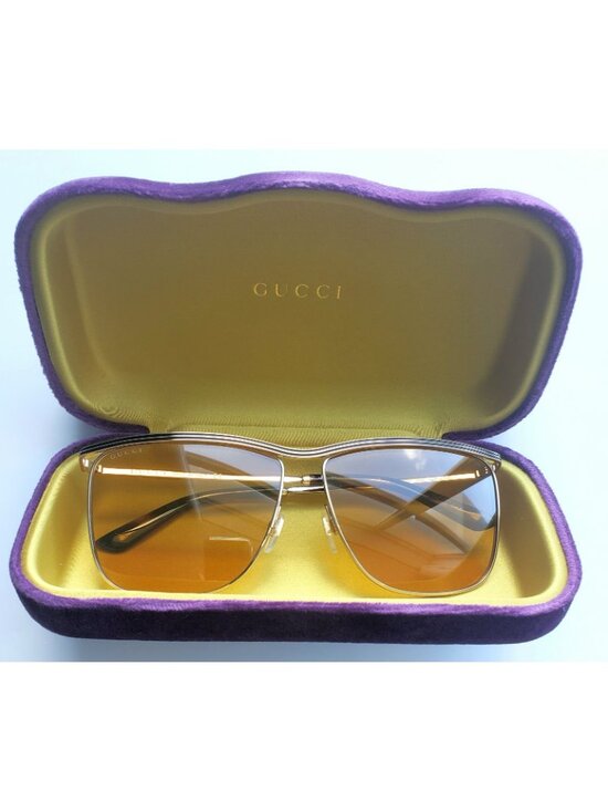 Gucci GG0821S 003 Men\'s Women\'s 62mm Square Gold / Black Sunglasses - Italy main image 4